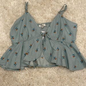 Luca + Grae Satin Tie Front Top
